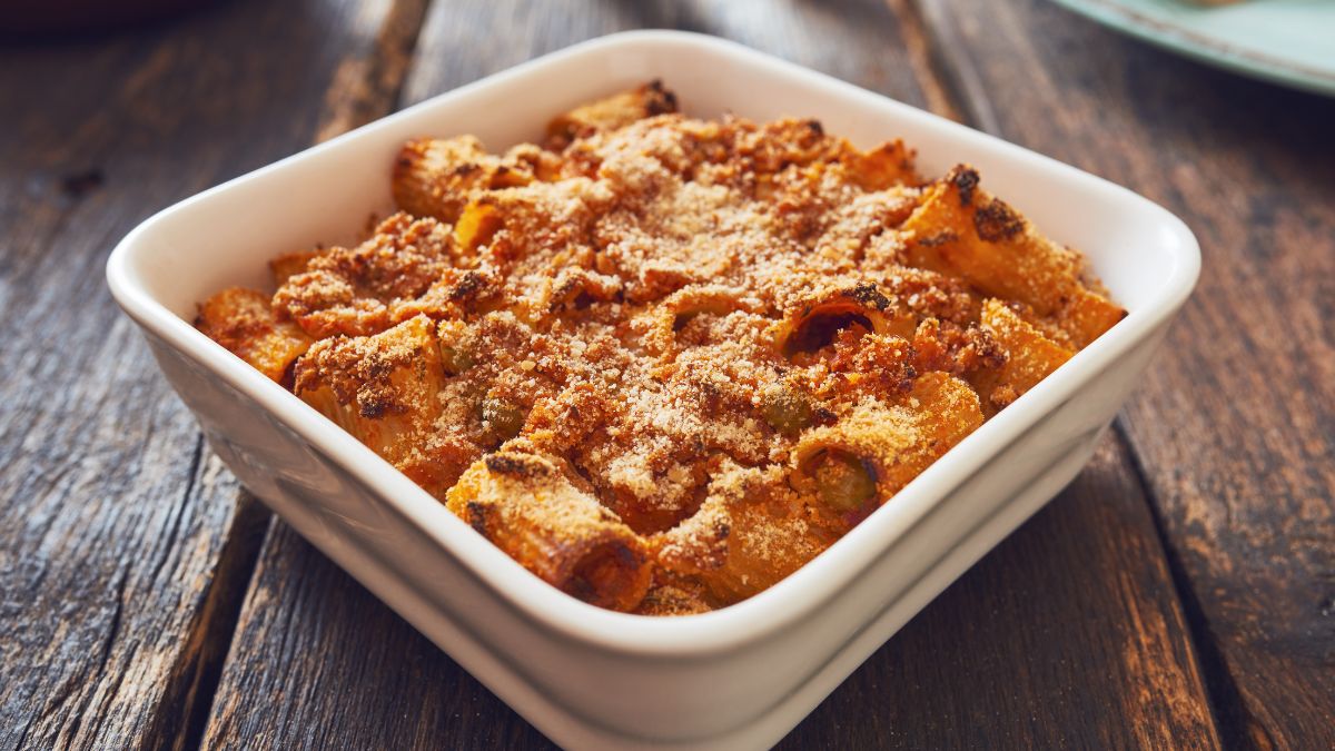 Pasta al forno con ragù di lenticchie